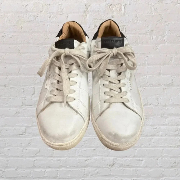 All Saint Sheer Round Toe Leather Sneakers in White, Size 38/7 - Picture 1 of 6